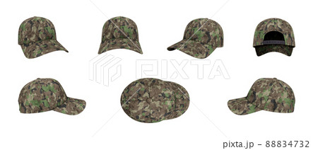 Military Cap Mockup Set of Various Angle View. 3D Illustration. File with Clipping Path. Military Cap Mockup Set of Various Angle View. 3D Illustration. File with Clipping Path. 88834732