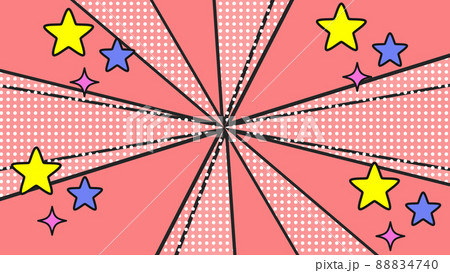 ポップな背景と雲の吹き出し 星 のイラスト素材 4740