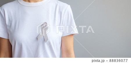 Brain Cancer Awareness month, grey color Ribbon for supporting people living. Healthcare and World cancer day concept 88836077