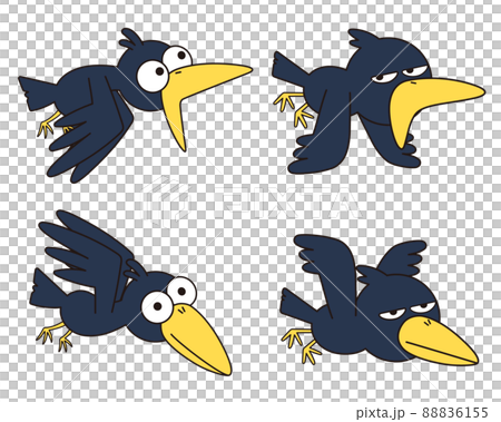 コミカルなカラスのキャラクターのイラストセット 88836155