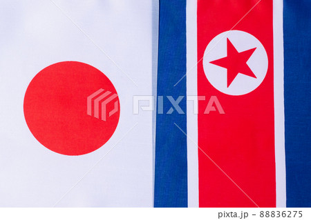 Japan against North Korea flags. Sanctions, war, conflict, Politics and relationship concept 88836275