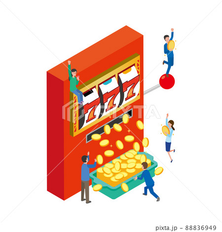 スロットで大当たりするイメージイラスト スロットで大当たりするイメージイラスト 88836949