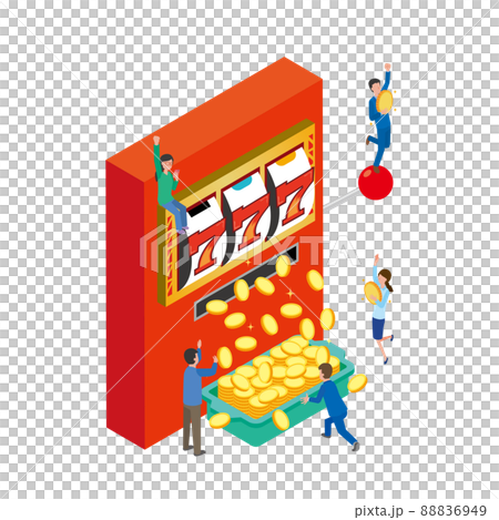 スロットで大当たりするイメージイラスト スロットで大当たりするイメージイラスト 88836949