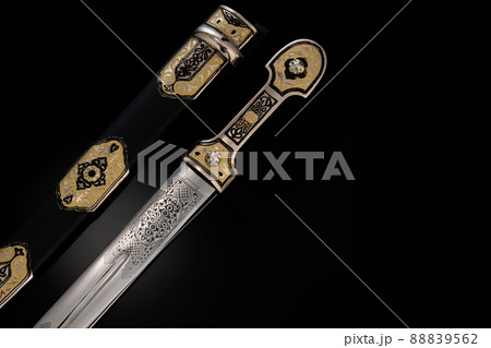 collectible silver dagger with scabbard on black collectible silver dagger with scabbard on black 88839562