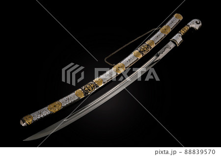 collectible silver dagger with scabbard on black collectible silver dagger with scabbard on black 88839570