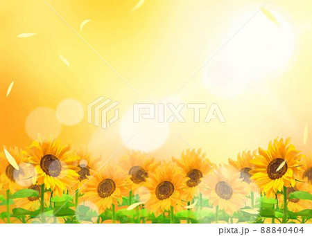 美しいひまわりの幻想的な初夏フレームーオレンジの光背景ボケイラスト素材のイラスト素材