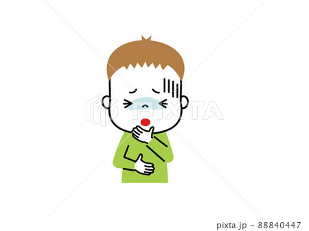 気分が悪い　吐き気がする男の子 88840447