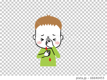 一個流鼻血的男孩正在低頭捂著鼻子 一個流鼻血的男孩正在低頭捂著鼻子 88840455