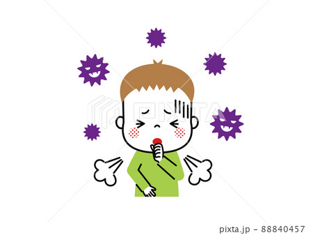ウイルス性の病気に感染して激しく咳をしている男の子 88840457