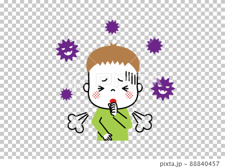 ウイルス性の病気に感染して激しく咳をしている男の子 88840457