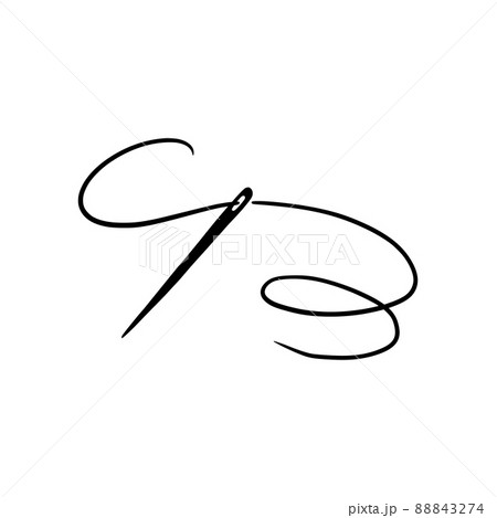 Tailor needle with thread. Needle illustration 88843274