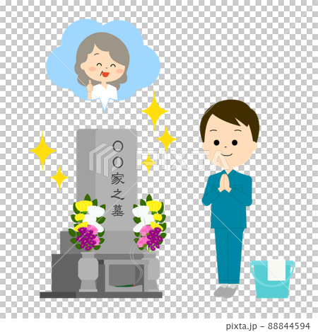 お墓を業者に掃除してもらい喜ぶご先祖様 お墓を業者に掃除してもらい喜ぶご先祖様 88844594