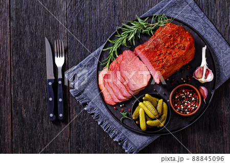 fresh sliced beef pastrami, roast beef meat 88845096