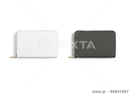 Blank black and white small money wallet mockup, top view 88845887