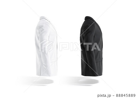 Blank black and white men blazer mockup, profile view Blank black and white men blazer mockup, profile view 88845889