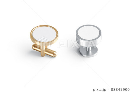 Blank round gold, silver cufflinks stud and toggle mockup, isolated 88845900