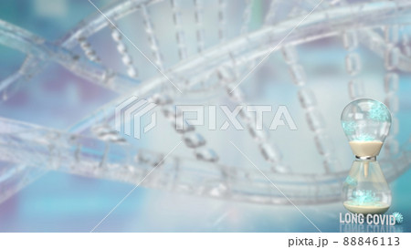 The virus and sand clock on sci background for long covid concept 3d rendering The virus and sand clock on sci background for long covid concept 3d rendering 88846113