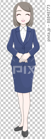 笑顔で会話するスーツ姿のかわいい女性【正面の立ち姿】 88848773