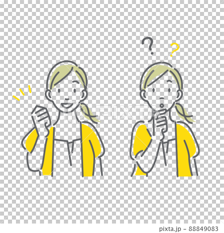 一個決定思考的女人的簡單而時尚的線條畫插圖 一個決定思考的女人的簡單而時尚的線條畫插圖 88849083