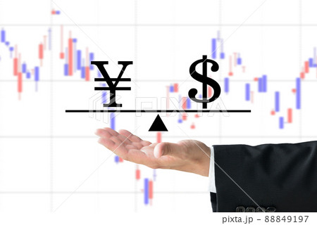 為替イメージ―円とドルのバランス 88849197