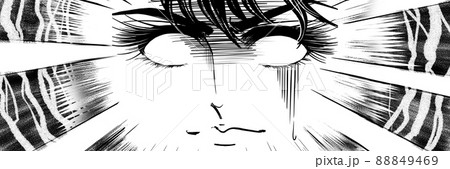 70年代少女漫画男性主人公ピンチで白目になる白黒イラスト  88849469