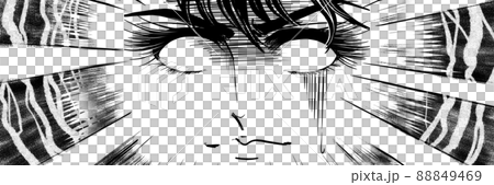 70年代少女漫画男性主人公ピンチで白目になる白黒イラスト  88849469