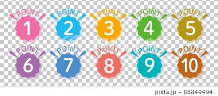 1-10 POINT Pop and colorful number icon set 88849494