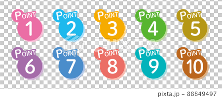 1-10 POINT Pop and colorful number icon set 1-10 POINT Pop and colorful number icon set 88849497