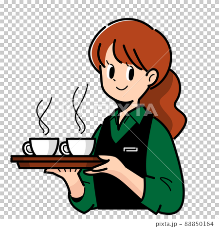 トレーを持ったカフェ店員 88850164