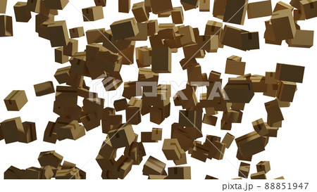 CG　散乱した多数の段ボール箱 88851947
