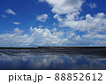 The blue sky with clouds reflecting with water  windbreak of mangrove forest Eastern of Thailand 88852612