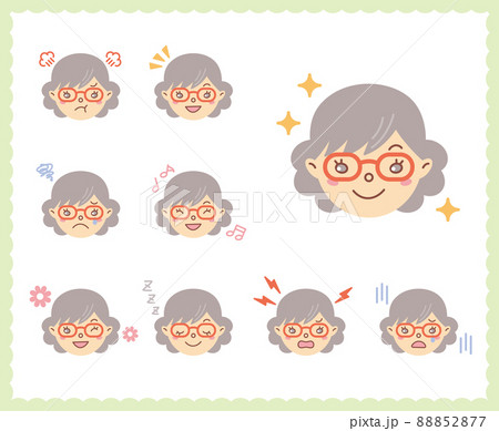 女性の喜怒哀楽の感情 顔アイコン セット38 女性の喜怒哀楽の感情 顔アイコン セット38 88852877