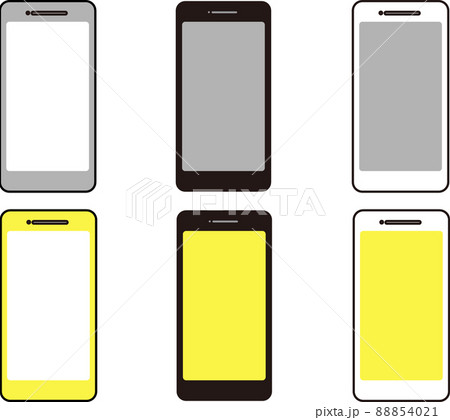 スマートフォン　黄色　白枠　グレー　アイコン　セット 88854021