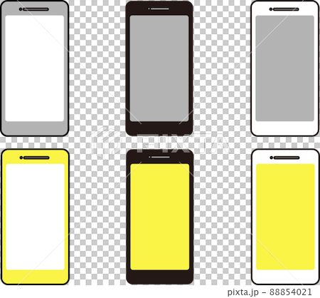 Smartphone yellow white frame gray icon set 88854021