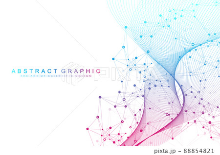 Scientific vector illustration genetic engineering, DNA helix, DNA strand, molecule or atom, neurons. Genomic sequences visualization. Abstract structure for Science or medical background. 88854821