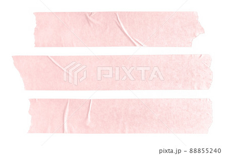 Set of three pink blank paper tape stickers isolated on white background. Template mock up Set of three pink blank paper tape stickers isolated on white background. Template mock up 88855240