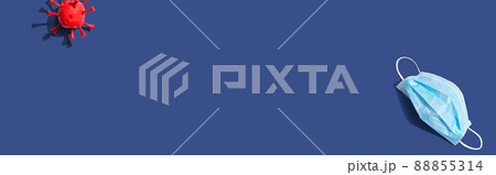 Surgical mask with influenza and Coronavirus concept 88855314