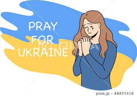 Crying woman crying ask peace for Ukraine  88855418