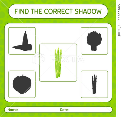Find the correct shadows game with asparagus. worksheet for preschool kids, kids activity sheet 88855865