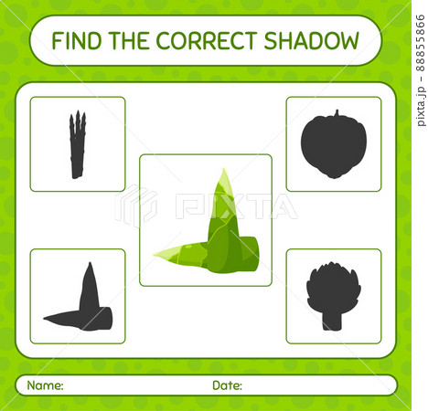 Find the correct shadows game with bamboo shoot. worksheet for preschool kids, kids activity sheet 88855866