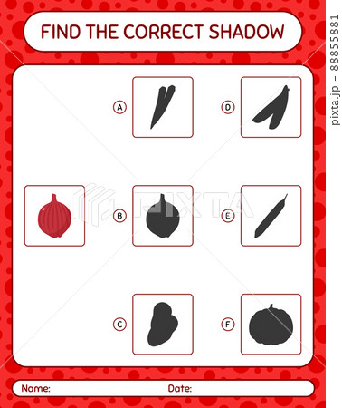 Find the correct shadows game with onion. worksheet for preschool kids, kids activity sheet 88855881