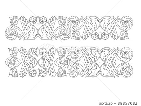 Interlacing abstract ornament in the medieval, romanesque style. Interlacing abstract ornament in the medieval, romanesque style. 88857082
