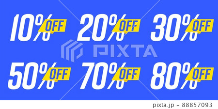 10, 20, 30, 50, 70, 80 percent off price reduction for shop. Online product badge and sticker isolated set design for clearance promotion vector illustration 88857093