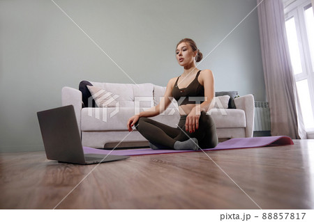 Attractive sports woman doing sport. Girl training Attractive sports woman doing sport. Girl training 88857817