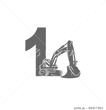 Excavator icon with number 1 design illustration Excavator icon with number 1 design illustration 88857962