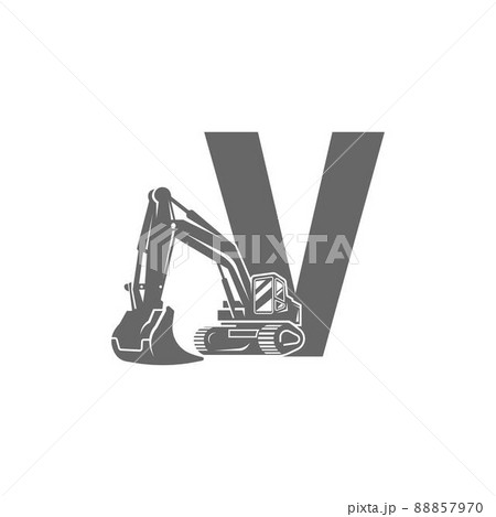 Excavator icon with letter V design illustration 88857970