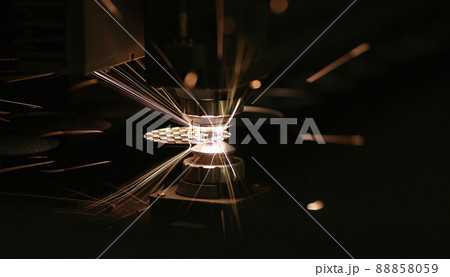 Mechanical cutting of sheet metal on CNC laser cutting machine Mechanical cutting of sheet metal on CNC laser cutting machine 88858059