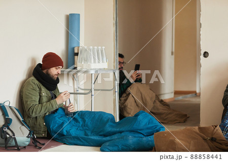 Homeless Man in Refugee Shelter 88858441