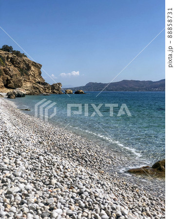 Summer Travel Vacation. View On Beautiful Beach On Greece Shore. 88858731