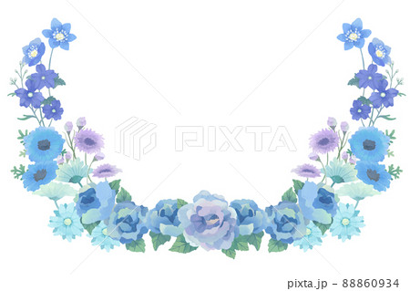 夏のブルーフラワー 背景フレーム イラスト 88860934